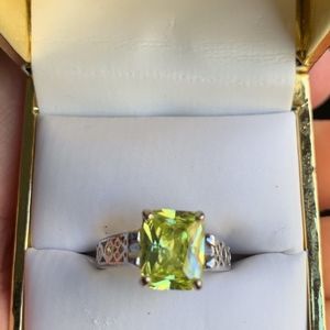 Lia Sophia Appletini Silver Tone Ring CZ Size 6